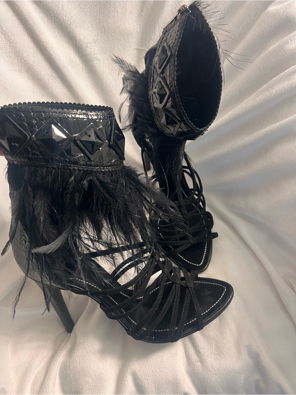 Christian Dior Feathered Leather embossed sandals